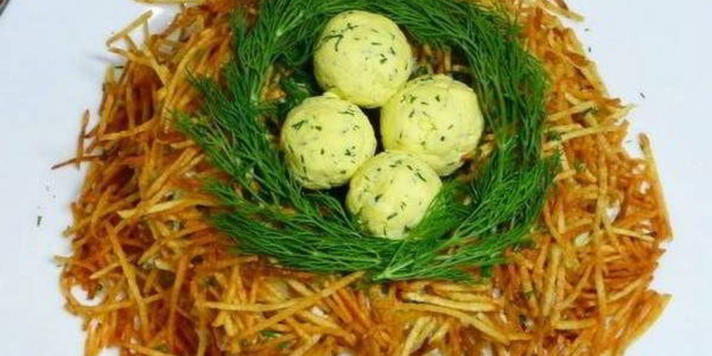 Как приготовить картофельная закуска с курицей и яйцами