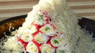 Рецепт Холодная закуска из крабовых палочек с сыром