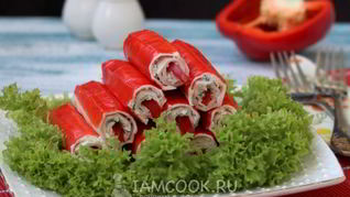 Рецепт Крабовые палочки, фаршированные рыбной икрой и болгарским перцем