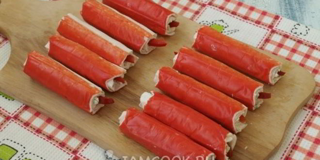 Рецепт крабовые палочки, фаршированные рыбной икрой и болгарским перцем