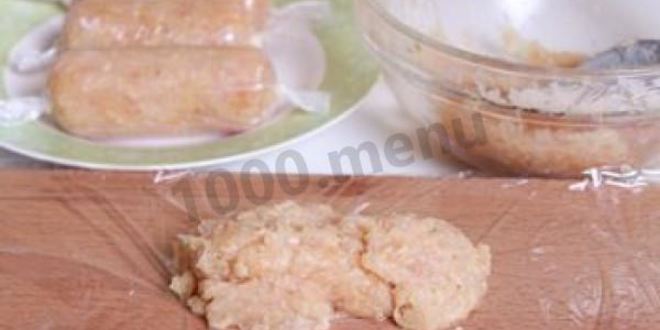 Рецепт куриные сосиски домашние в пищевой пленке