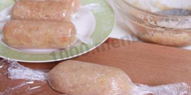 Рецепт куриные сосиски домашние в пищевой пленке