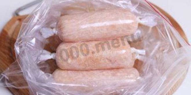 Рецепт куриные сосиски домашние в пищевой пленке