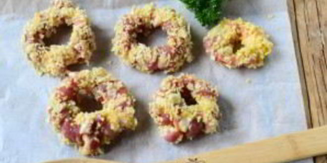 Рецепт луковые кольца в беконе и панировке