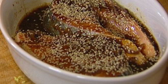 Рецепт маринованная семга с кунжутом