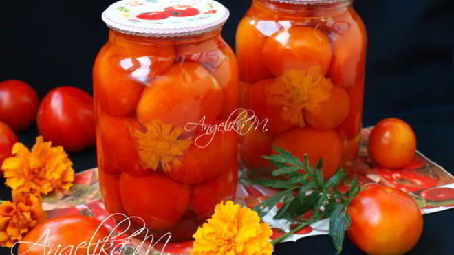 Рецепт Маринованные помидоры с бархатцами