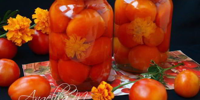 Рецепт маринованных помидоров с бархатцами