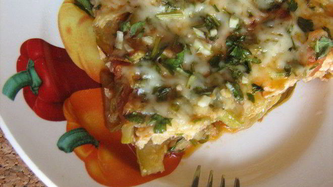 Рецепт Фриттата с кабачками, помидорами, зеленью и пармезаном