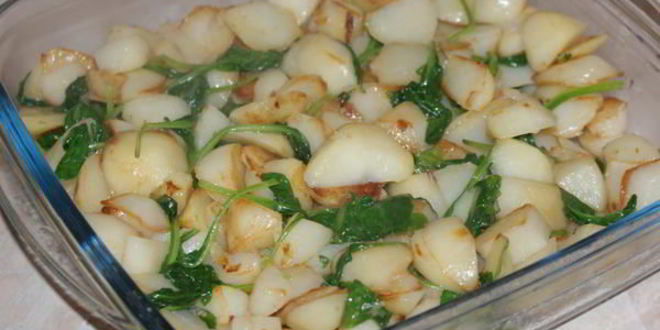 Рецепт фриттата с картофелем, шпинатом и творожным сыром