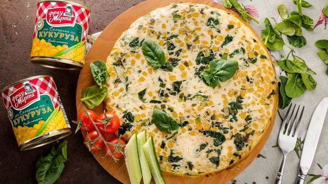 Рецепт Фриттата с кукурузой и шпинатом