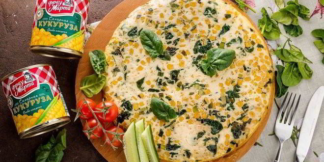 Рецепт фриттата с кукурузой и шпинатом