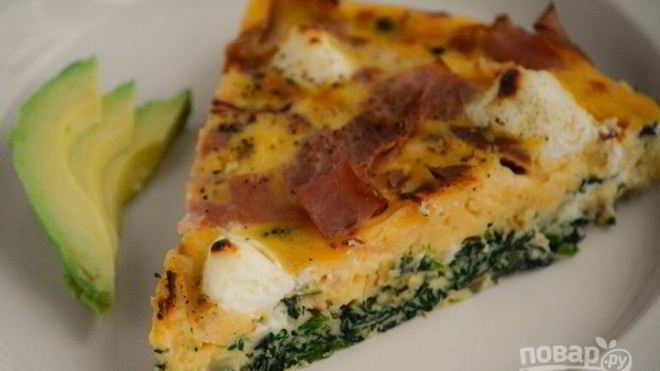 Рецепт Фриттата с ветчиной, шпинатом и сыром
