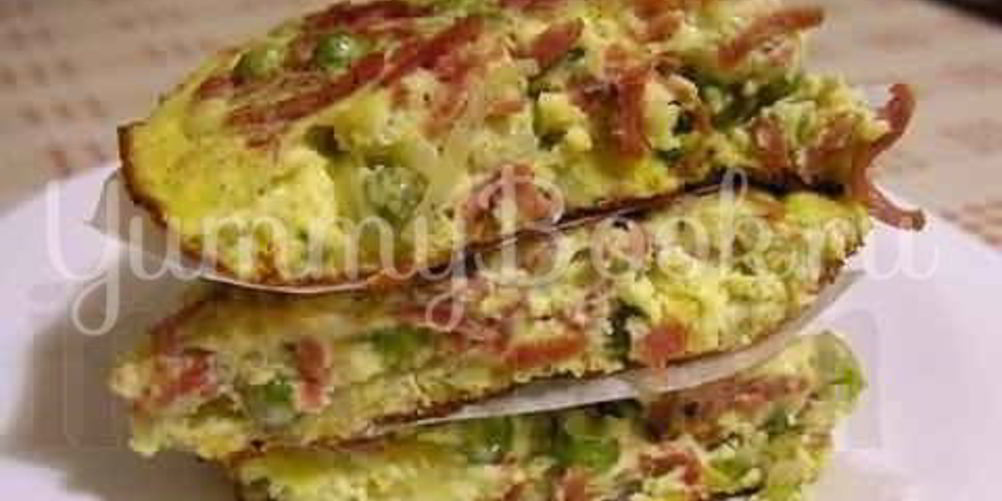 Как приготовить фриттата с зеленым горошком, ветчиной и луком