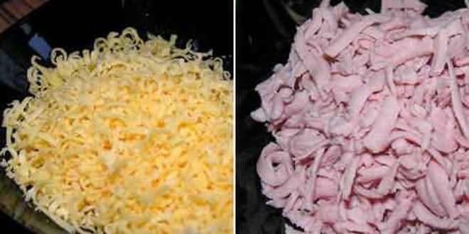 Рецепт фриттата с зеленым горошком, ветчиной и луком