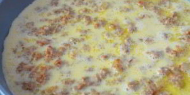 Рецепт омлет с фаршем на сковороде