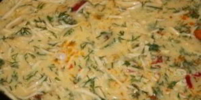 Рецепт омлет с колбасой и помидорами