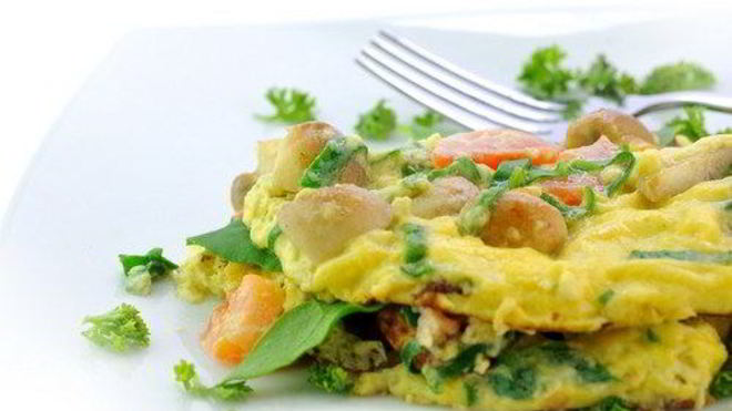 Рецепт Омлет с начинкой из грибов, шпината и феты