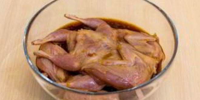 Рецепт перепела, маринованные в имбире с брусничным соусом