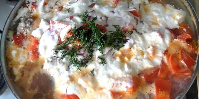 Рецепт перцы, фаршированные мясным фаршем, в сметанно-томатном соусе