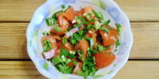 Рецепт помидоры с зеленью и чесноком