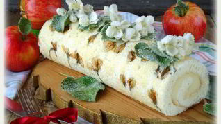 Рецепт Бисквитный рулет с яблочным парфе