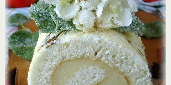 Рецепт бисквитный рулет с яблочным парфе