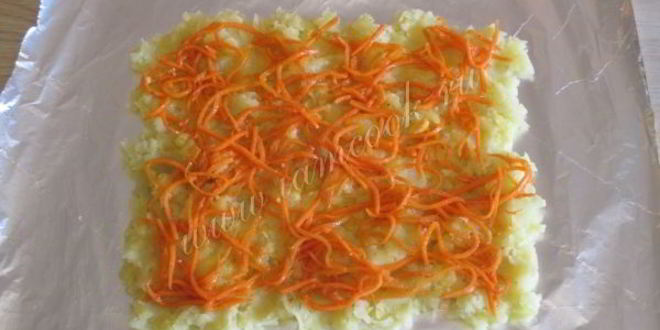 Рецепт картофельный рулет с фаршем