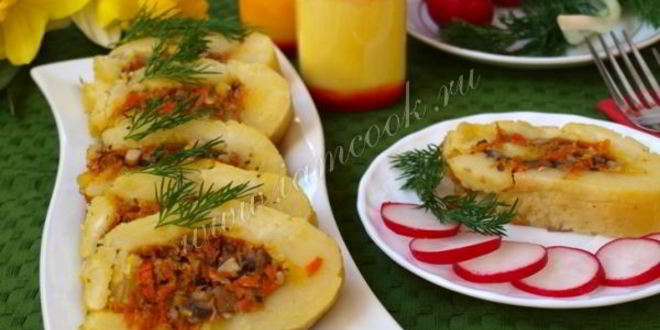 Рецепт картофельный рулет с грибами