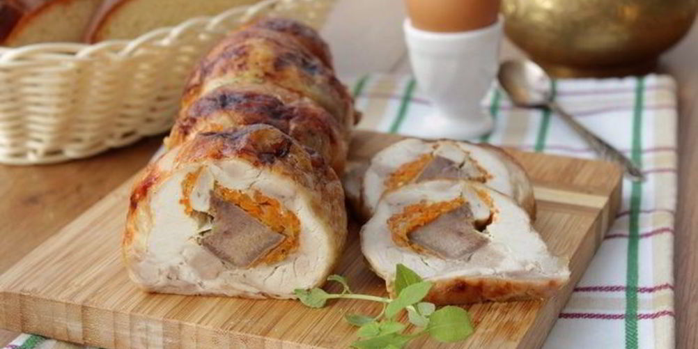 Как приготовить куриный рулет с корейской морковью и языком