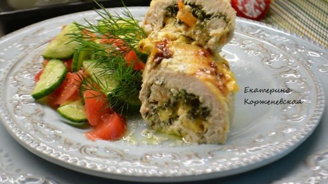 Рецепт Куриные рулетики с креветками и сыром