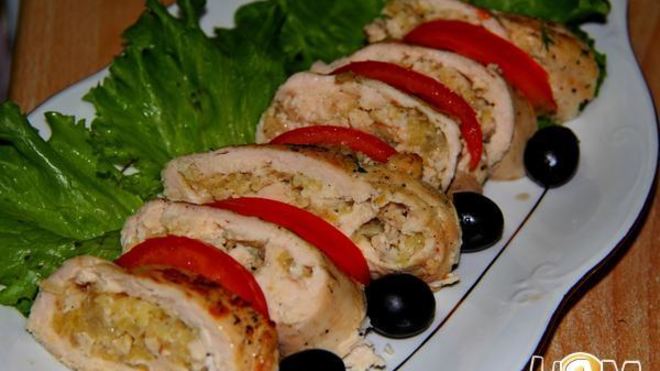 Рецепт Куриные рулетики с лимонно-яблочной начинкой