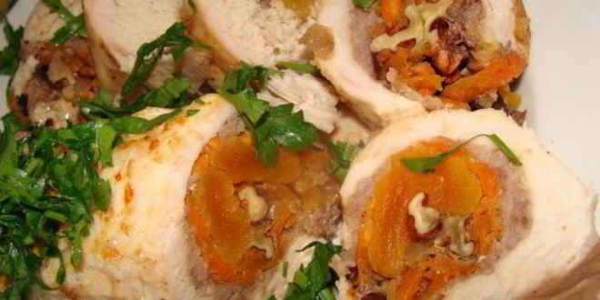 Рецепт мясной рулет с сухофруктами