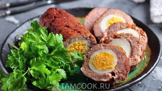 Рецепт Мясной рулет с яйцом в духовке