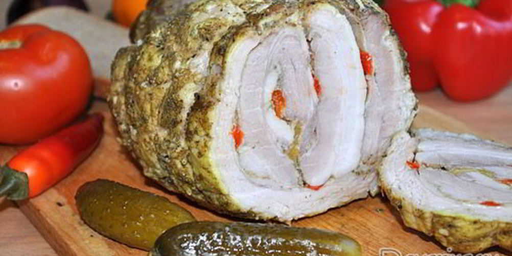 Как приготовить рулет из брюшины со сладким перцем