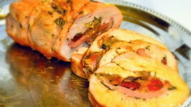 Рецепт Рулет из индейки с яблоком