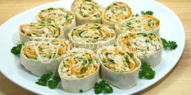 Рецепт рулет из лаваша с курицей