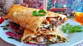 Рецепт Рулет из лаваша с плавленым сыром и грибами