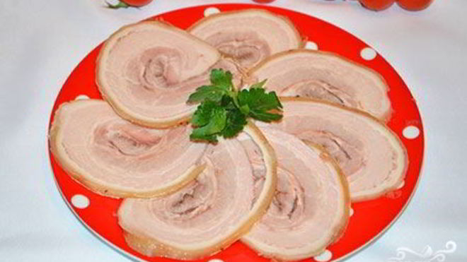 Рецепт Рулет из свиной брюшины