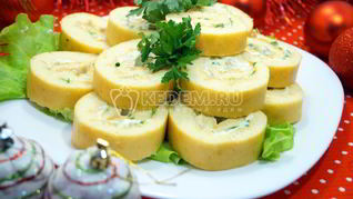 Рецепт Рулет с луком и яйцом