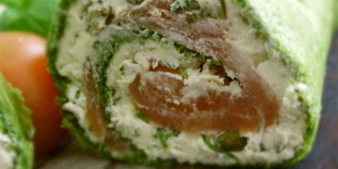 Рецепт рулет с семгой из шпината и базилика