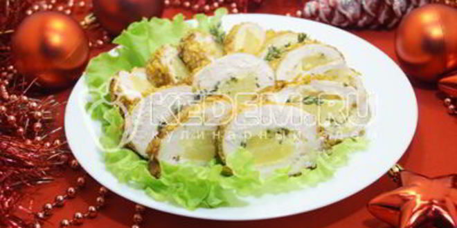 Рецепт рулетики из куриного филе с начинкой