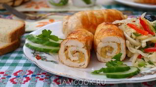 Рецепт Рулетики из куриной грудки