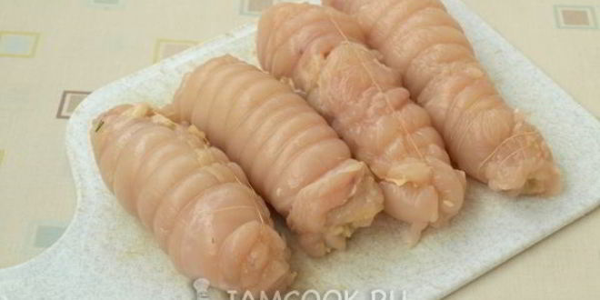 Рецепт рулетики из куриной грудки
