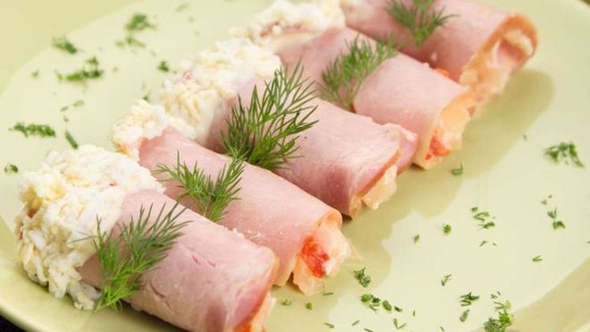 Рецепт Рулетики из ветчины