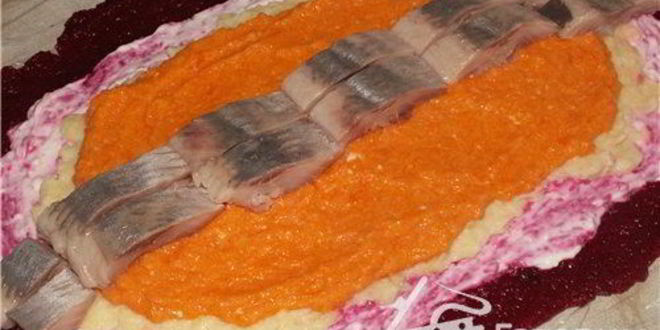 Рецепт салат-рулет селедка под шубкой