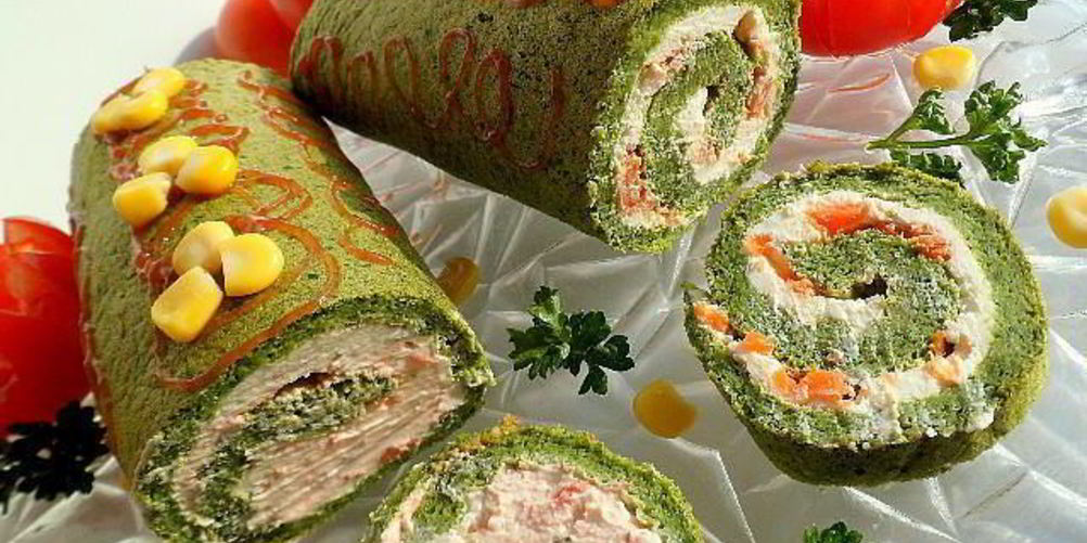 Как приготовить шпинатный рулет со сливочным сыром и соленой семгой