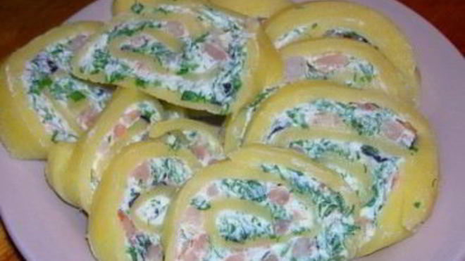 Рецепт Сырный рулет с креветками