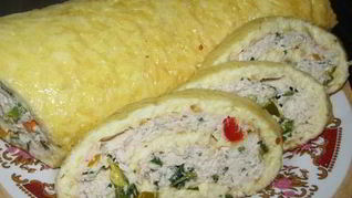 Рецепт Закусочный рулет с куриным фаршем