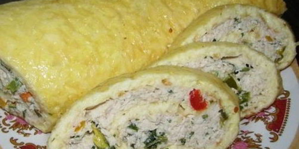 Как приготовить закусочный рулет с куриным фаршем