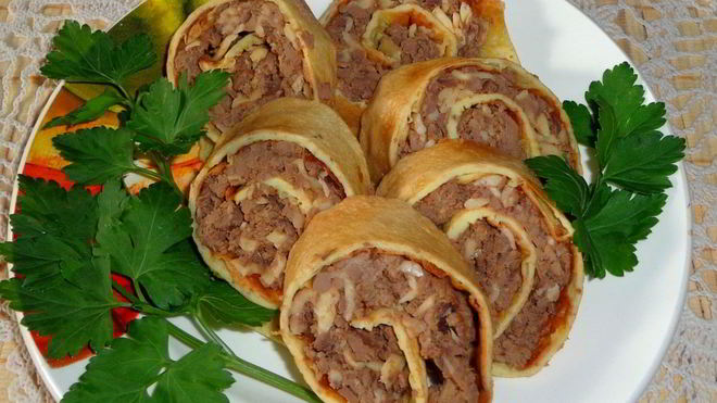 Рецепт Закусочный рулет с утиной печенью и сыром